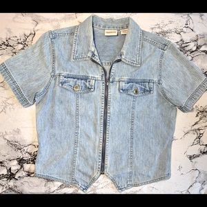 Light Denim Cropped Short Sleeve Jacket